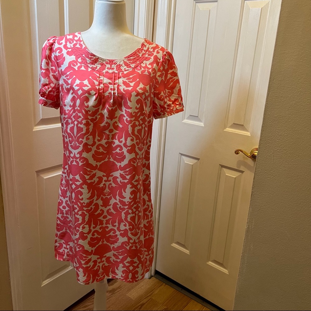 Lilly Pulitzer DASHA Pink White Print Short Sleeve Sheath Dress Size 8